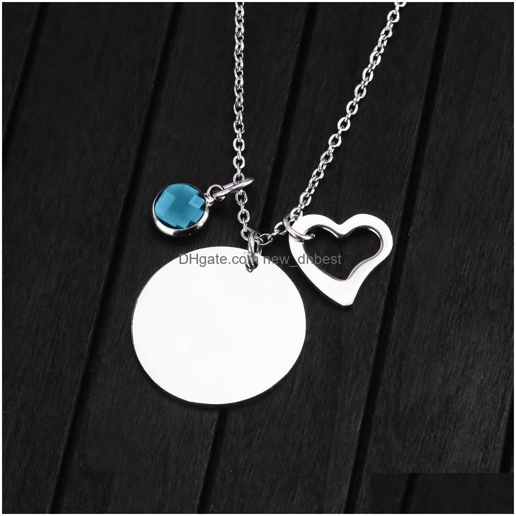 high quality you are my sunshine 12 color birthstone heart charm necklace for women girls silver plating chain necklace fashion jewelry