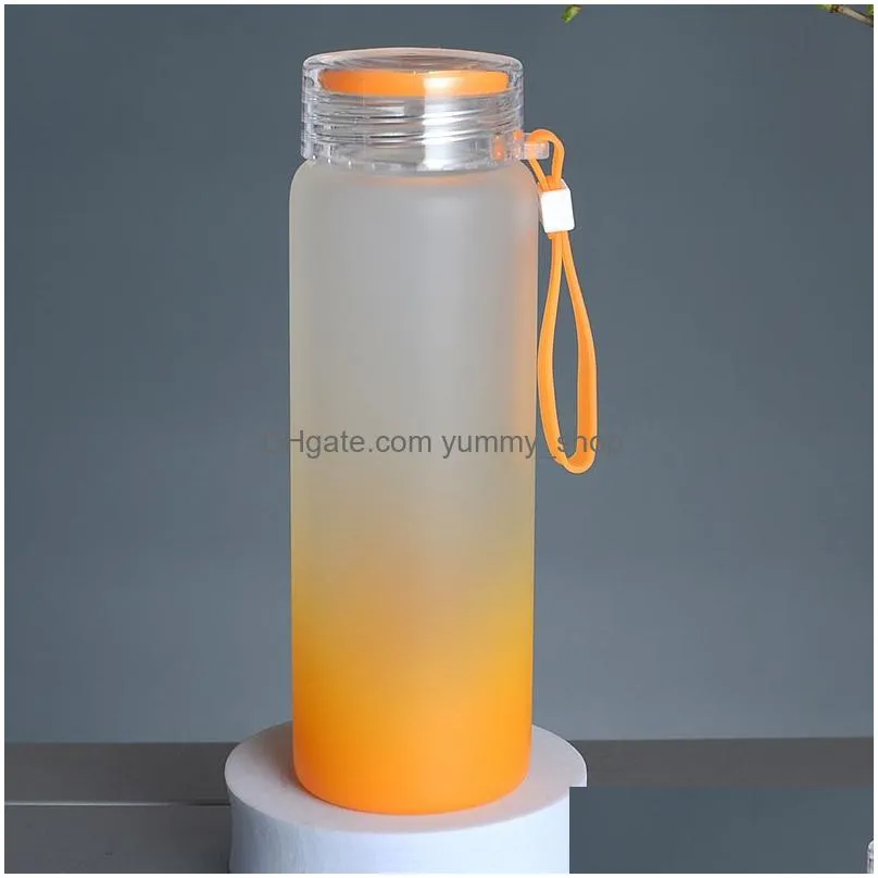 sublimation tumblers water bottle 500ml frosted glass water bottles gradient blank tumbler