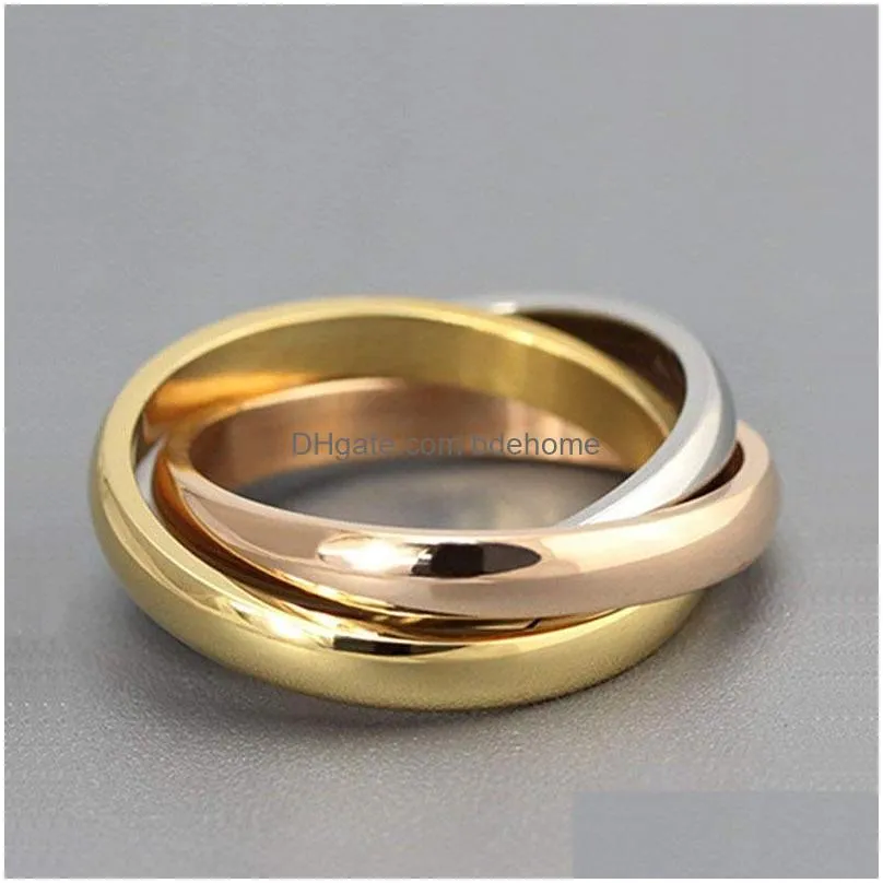 high quality 316l stainless steel interlocked rolling wedding rings for women men rose gold silver gold engagement rings fashion