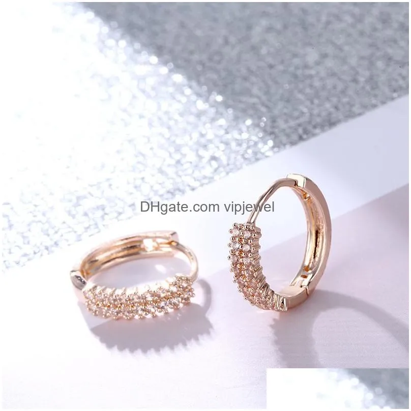 designer zircon gold silver earring double row cubic zirconia huggie hoop cartilage earrings for women simple bohemian wedding party