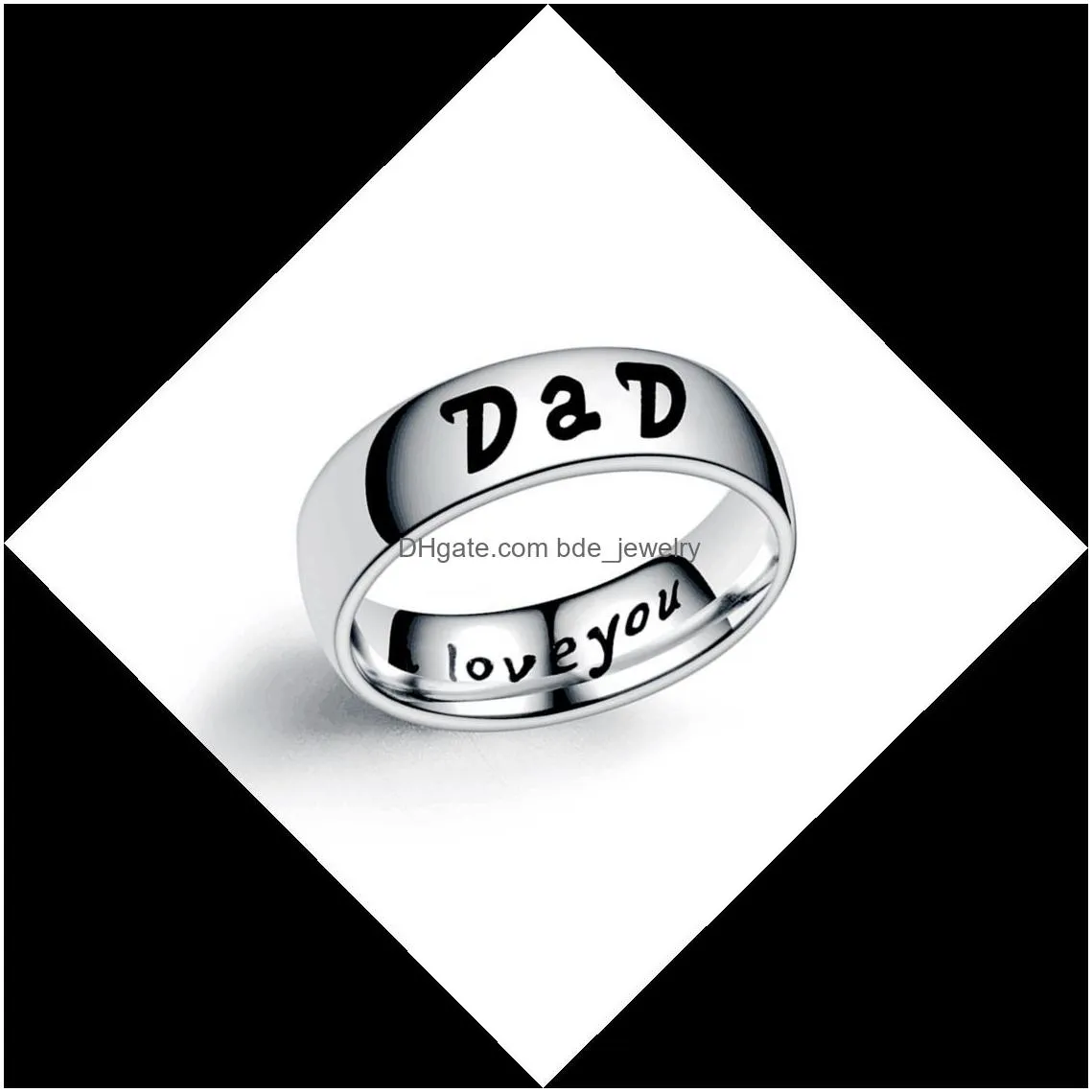 6mm stainless steel dad rings for men mom son daughter wedding band classic ring daddy birthday gift