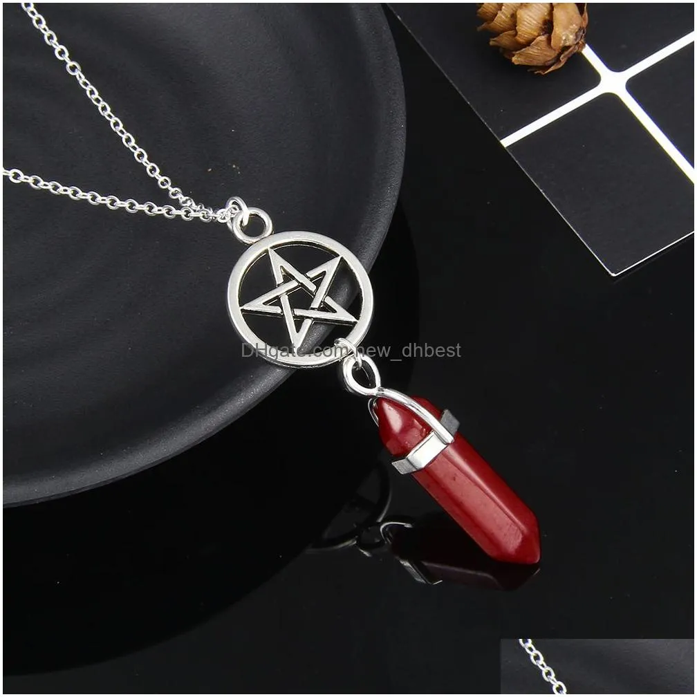 natural agate stone opal crystal quartz charm pendant necklace unique star bullet accessaries neclaces for womens jewelry 2021 new