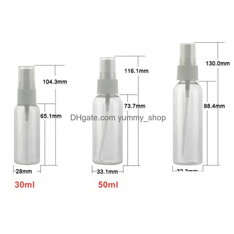 transparent empty spray bottles 50ml plastic mini refillable container empty cosmetic disinfectant alcohol containers 