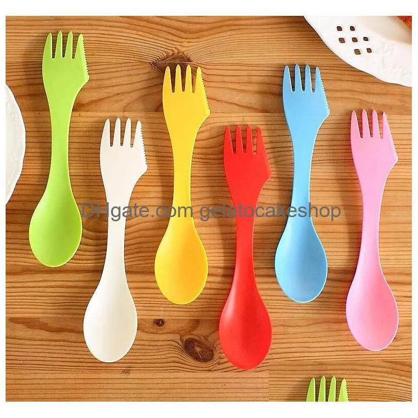 plastic spoon fork outdoor spork kitchen tools for 6 colors