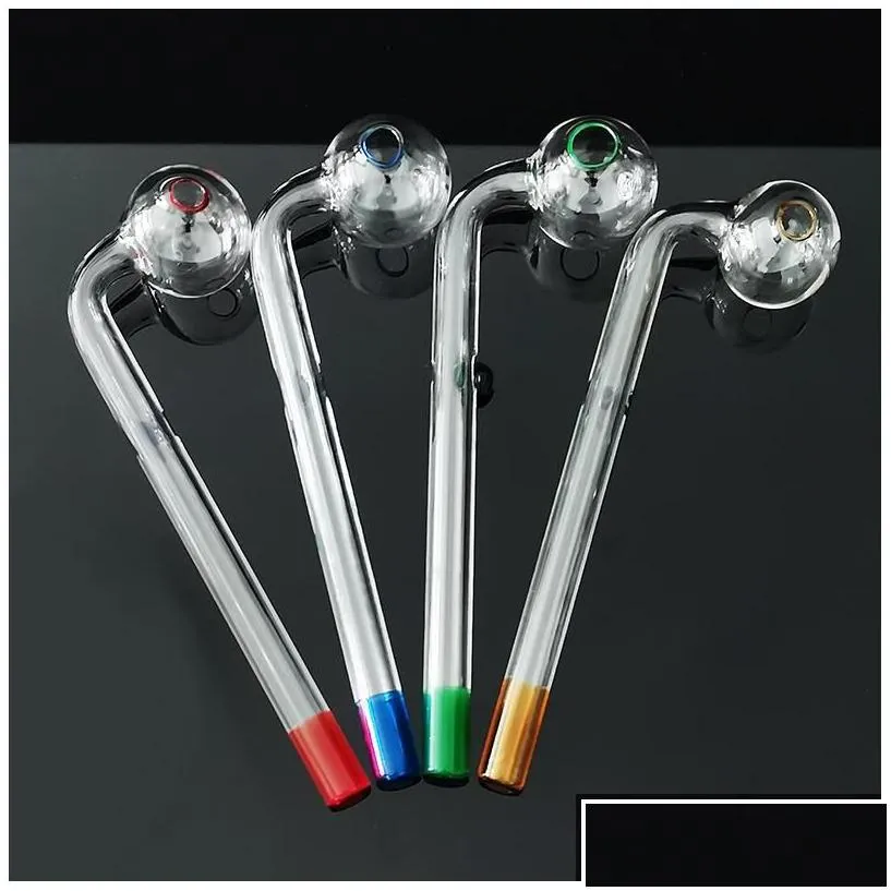 Smoking Pipes Colorf Tubes Glass Oil Burner Pipe Hand Tobcco Dry Herb Big Ball Water Bubbler Thick Tube 6.1 Inch Pyrex Nail Tips Mix