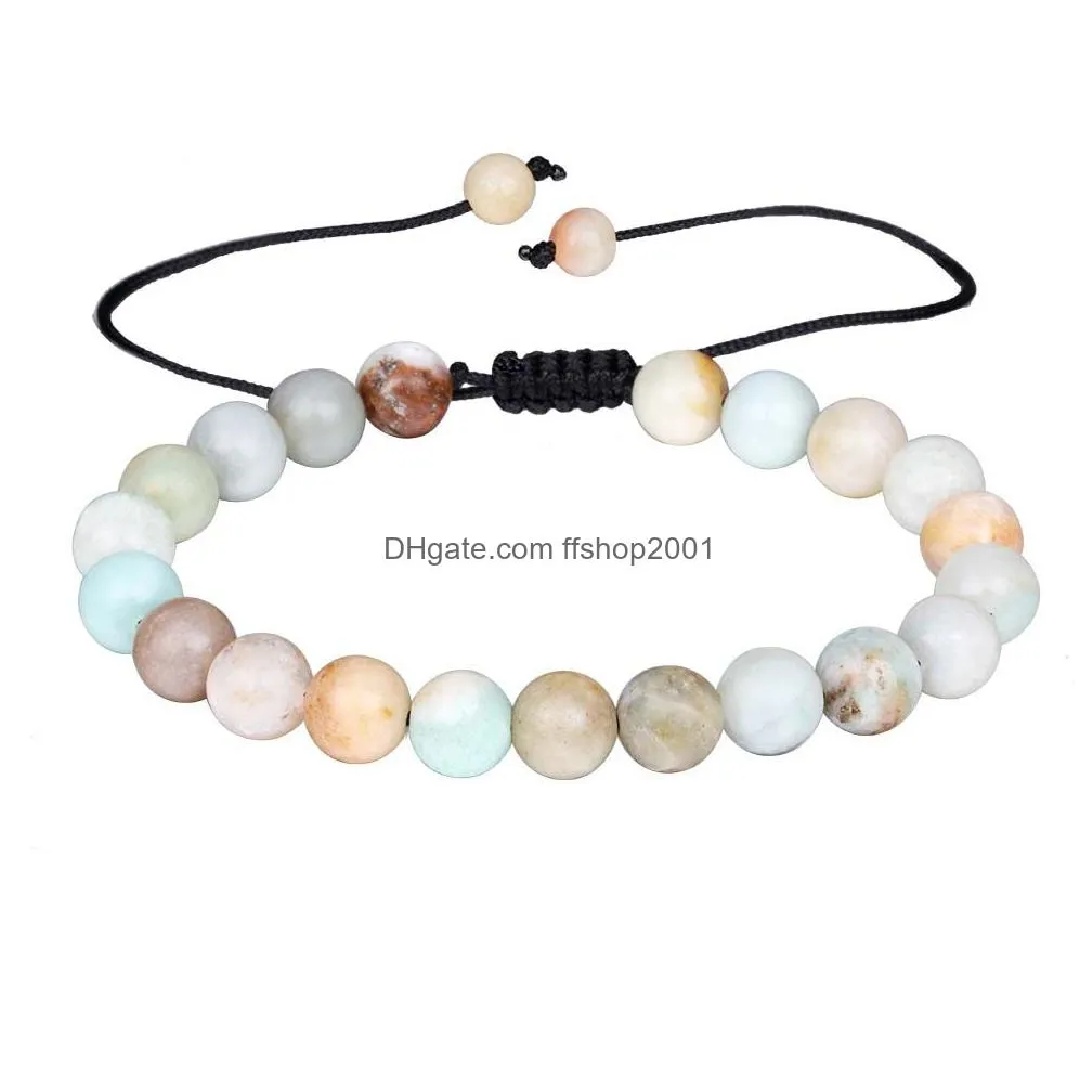 arrival 8mm nature stone beads beads bracelet for women adjustable size crystal agate braided bracelet fashion jewelry gift