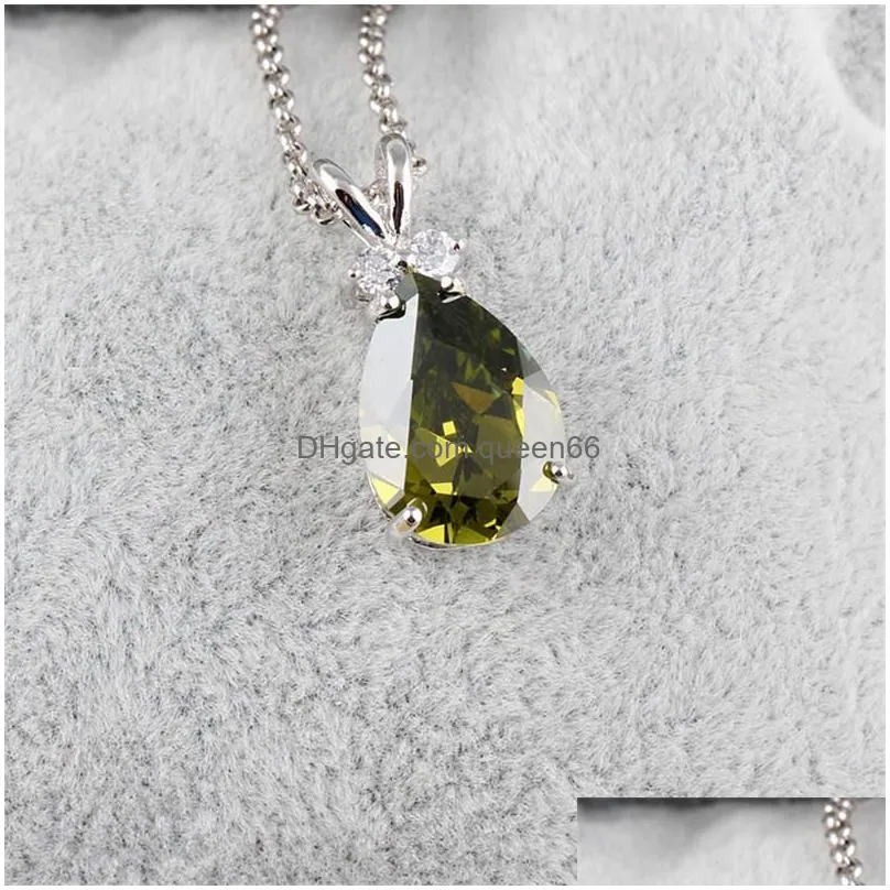 arrival cute rabbit cubic zirconia pendant necklace for women crystal teardrop silver chain necklace fashion wedding jewelry