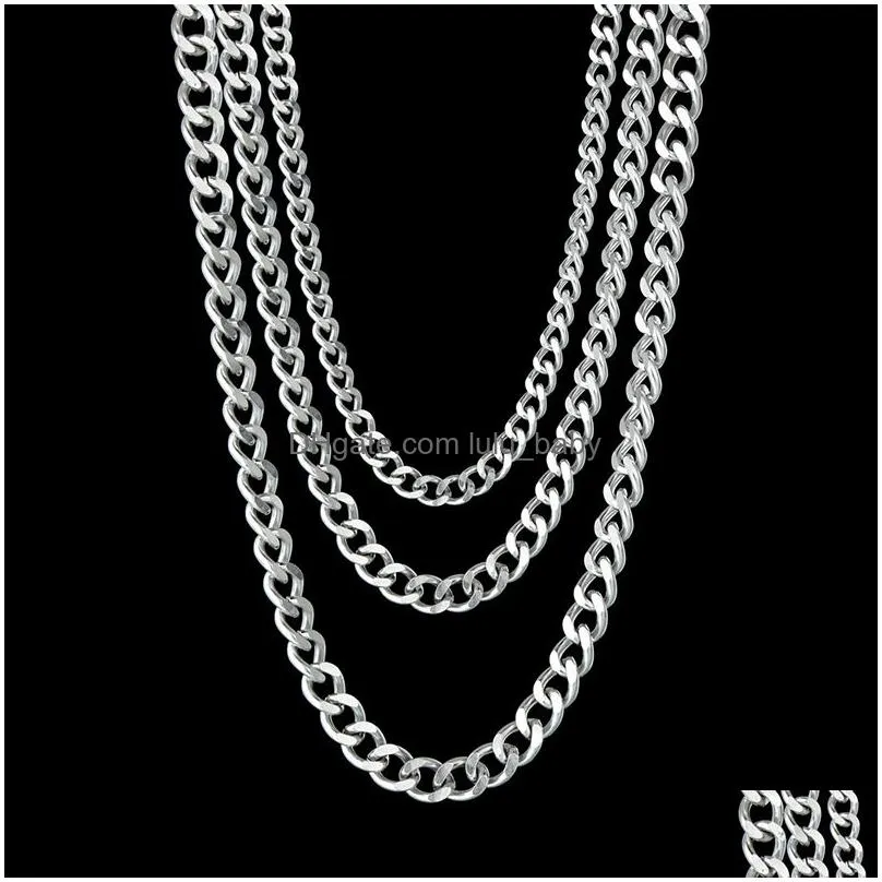 stainless steel chain necklace for men women curb cuban link chains black gold silver color punk choker fashion hiphop male jewelry