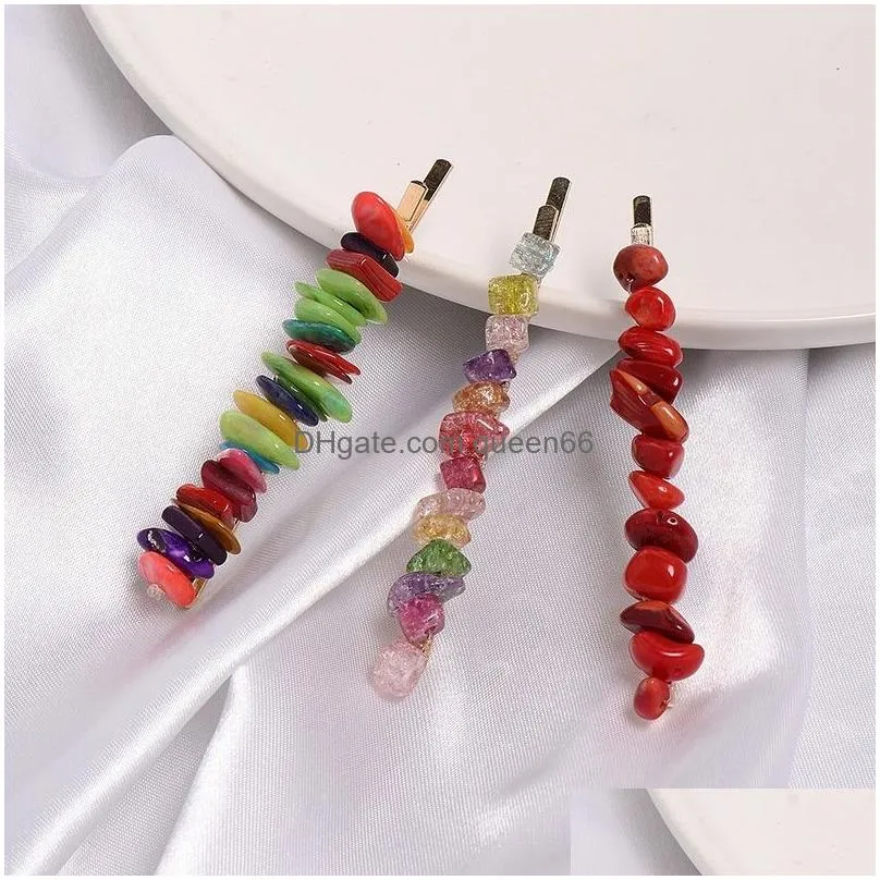 fashion handmade irregular resin hair clips for women colorful fake stone hairpin girls party barrette hair jewelry