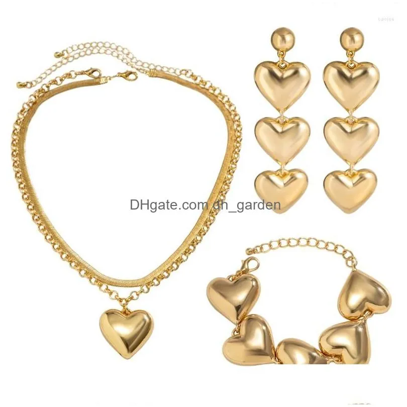 necklace earrings set heart shape bracelet jewelry accessories lightweight pendant for girl