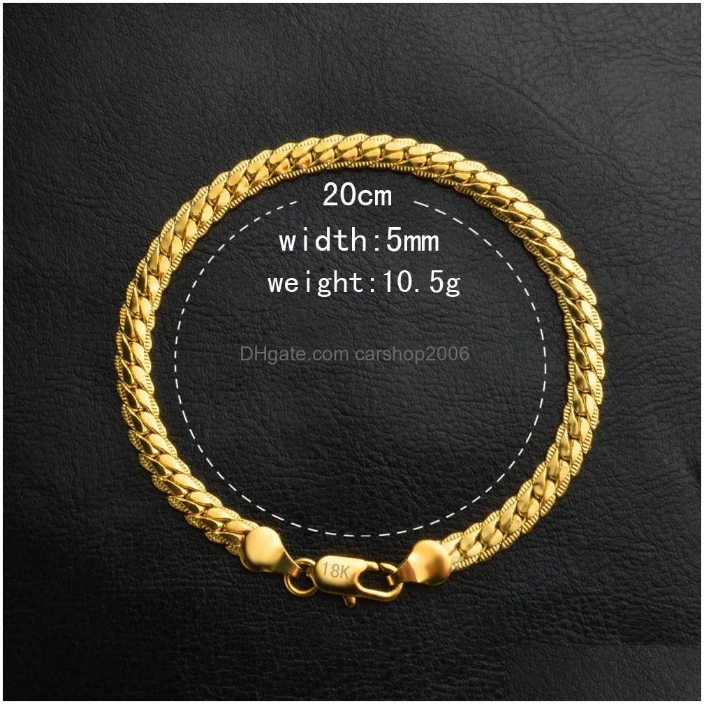 5mm 18k gold plated s925 silver chain mens womens jewelry necklace bracelet  cuban link hip hop chains necklaces