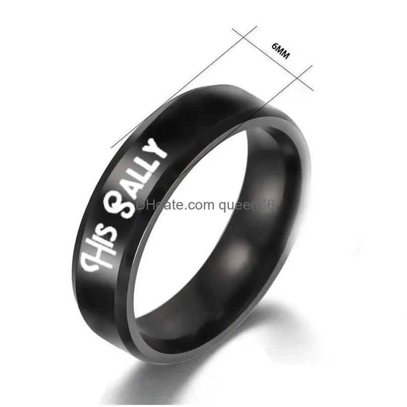 new trendy 6mm stainless steel his always her forever couple ring simple wedding engagement lovers rings valentines present