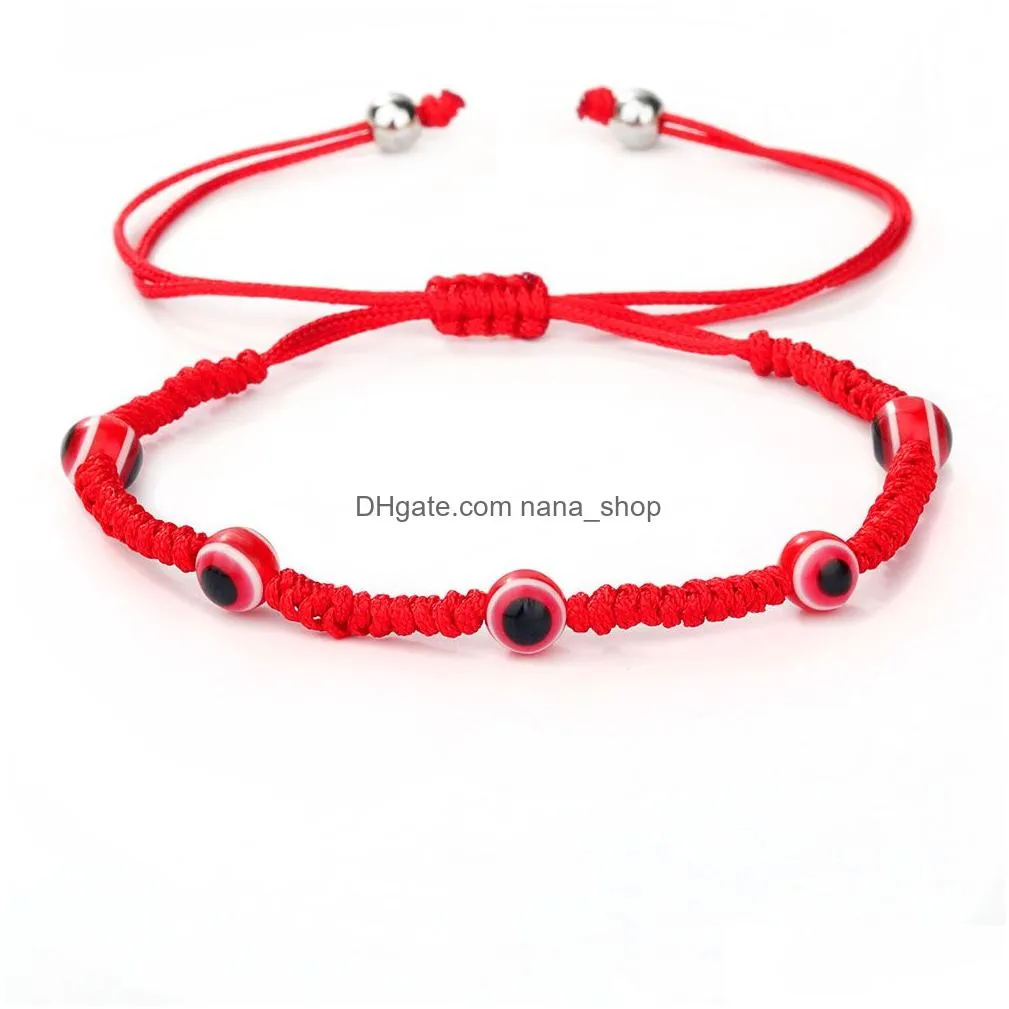 handmade adjustable red rope chain charm bangles lucky eye turkish braided evil blue eyes bracelet for women mens bracelets fashion jewelry valentines day