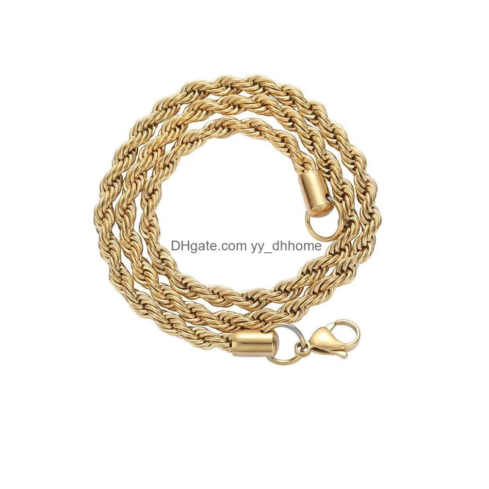 gold chains fashion stainless steel hip hop jewelry 5mm rope chain mens necklace