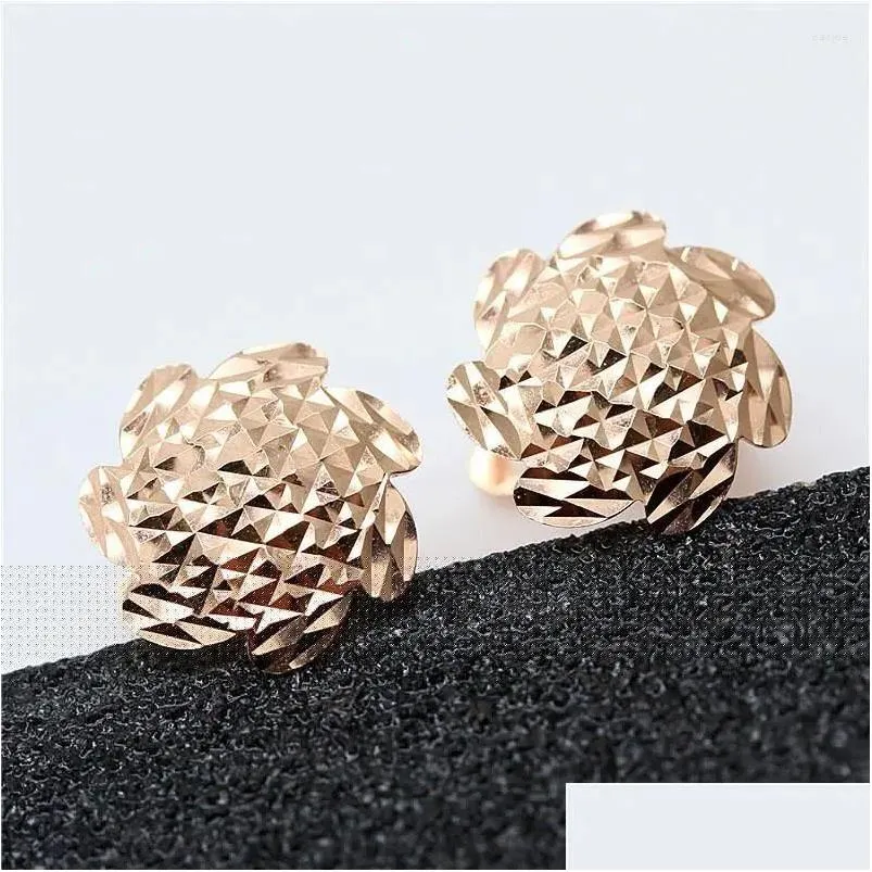 stud earrings 585 purple gold shiny gypsophila flower for women fashion chinese style light luxury 14k rose party jewelry gift