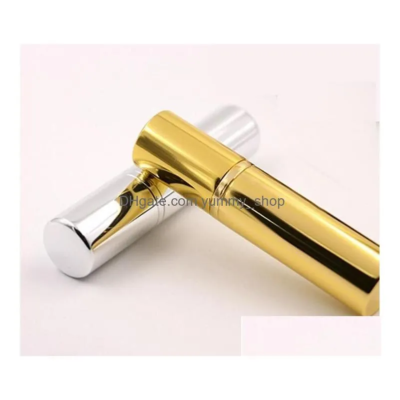 brilliant gold silver 5ml refillable portable mini perfume bottle traveler aluminum spray atomizer empty parfum container