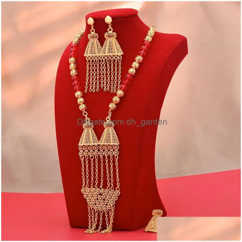 earrings necklace nigeria france 24k gold color jewelry sets for women pendant wedding jewellery set party giftsearrings