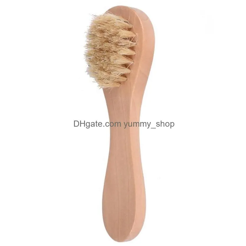 face cleansing brush for facial exfoliation natural bristles exfoliating face brushes dry brushing with wooden handle