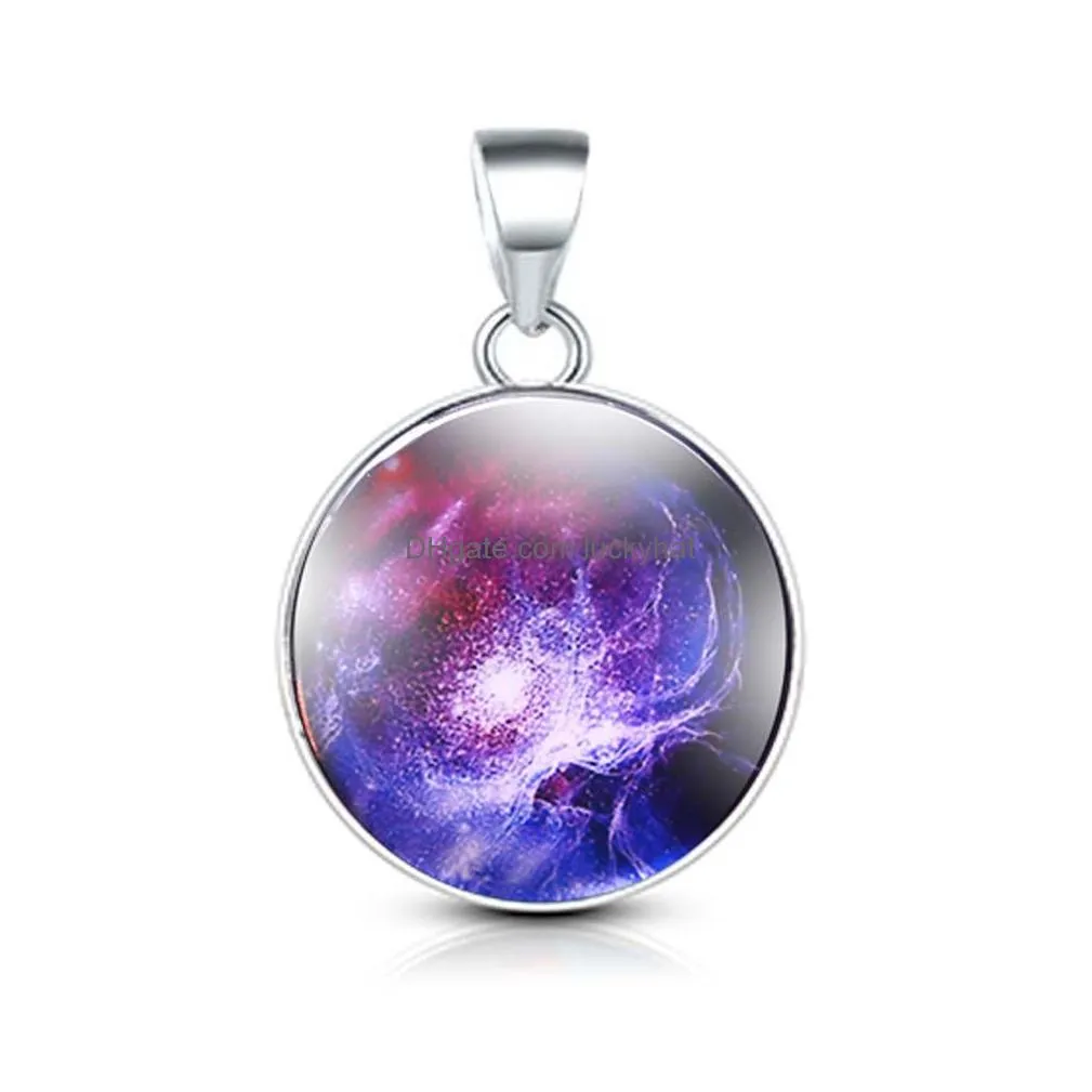 2019 fantastic galaxy starry glass pendant charm for women necklace 6 color unique universe silver plating jewelry charm