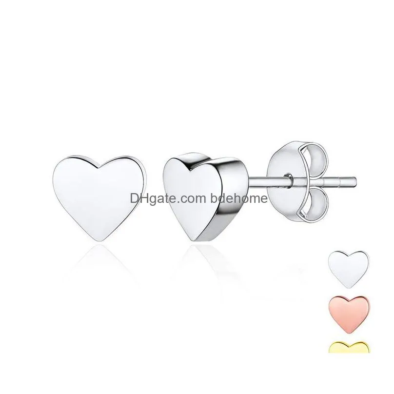 cute heart stainless steel stud earrings for women small love rose gold silver gold fashion earring bulk wholesale items punk accessories