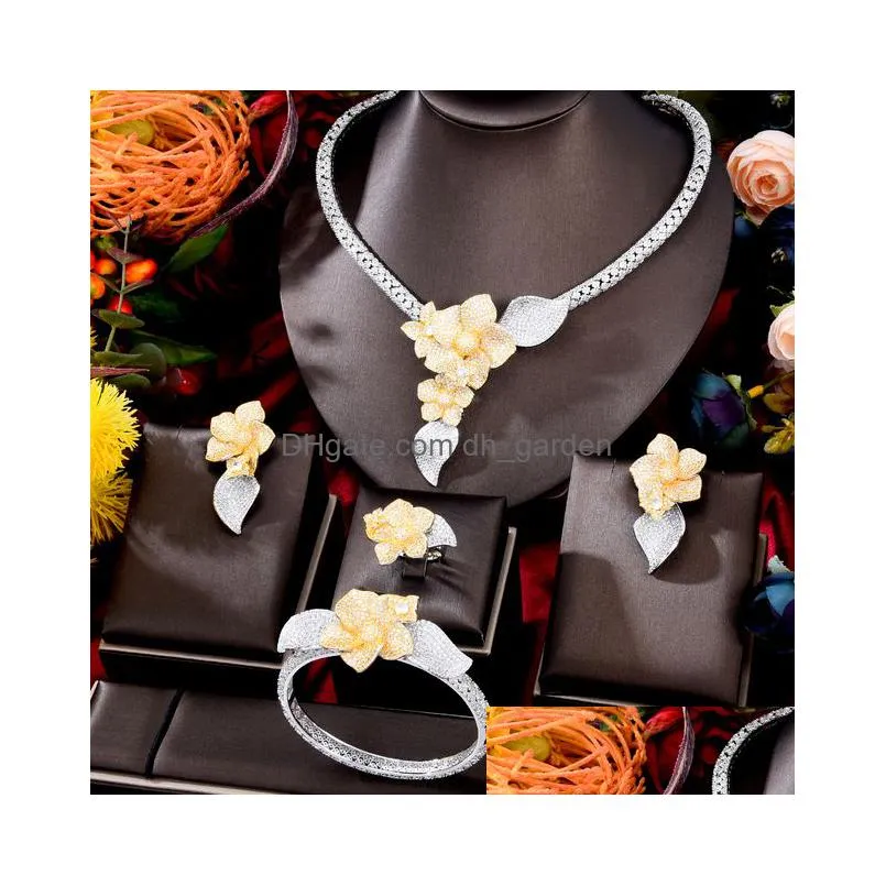 necklace earrings set soramoore jewel 2023 dubai exclusive high quality luxury full cubic zirconia jewelry 4pcs female elegant