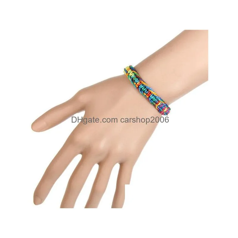 wholesale handmade ethnic style wristband retro rainbow rope woven bracelets for women unique friendship bracelets gift