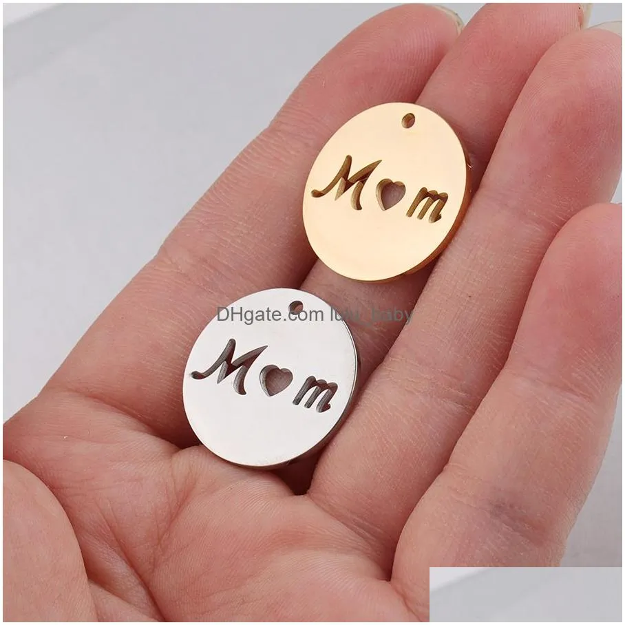 20mm gold rose gold silver color mom heart charms family member pendants bracelet necklace festival jewelry making accessories diy mothers day