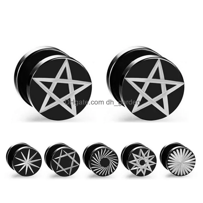 stud earrings 8pieces set wholesale punk black titanium steel dumbbells round for men women uni rock jewelry