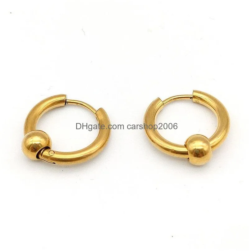 fashion men hoop earrings stainless steel round bead earrings for women 8mm20mm gold/silver/black round circle hoop earrings jewelry