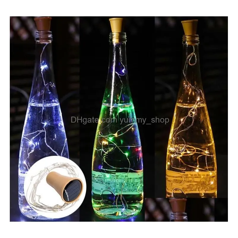 10 led solar wine bottle stopper copper fairy strip wire outdoor party decoration novelty night lamp diy cork light string