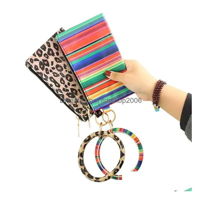 womens keyring leather wallet cell phone purse clutch wallet pu wallet bracelets with bangle keychain