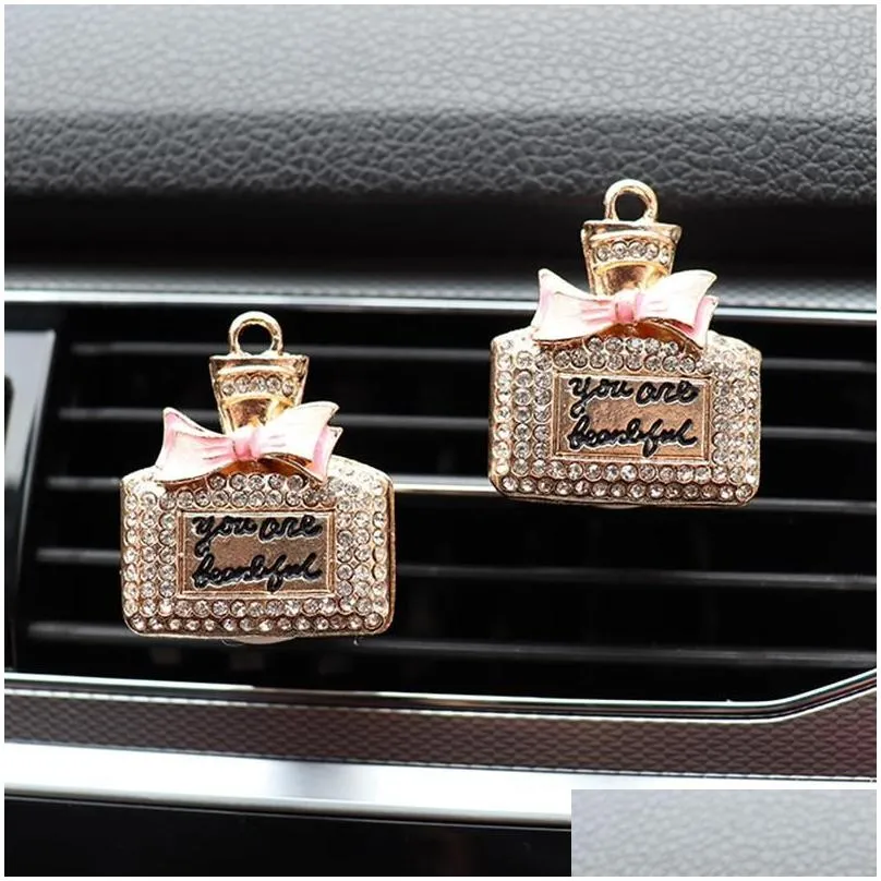 interior decorations bling perfume bottle car air vent clip freshener in auto decor aroma diffuser ornament accessory girls gift