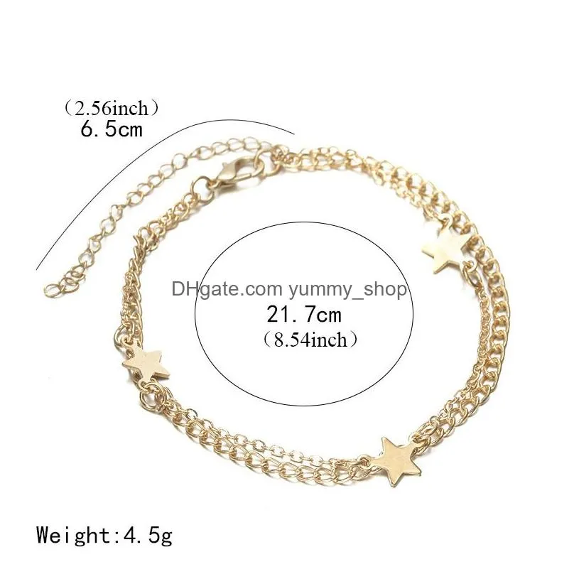 high quality fashion pentagram doublelayered anklet bracelet designer jewelry women anklet