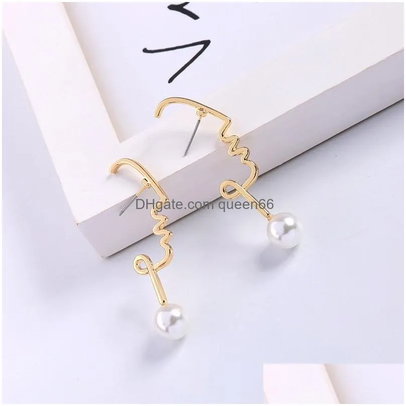 2019 high quality irregular pearl stud earrings for women elegant gold plating drop earrings wedding jewelry gift