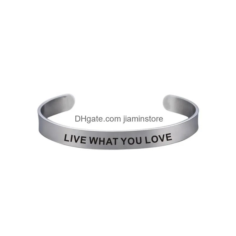 carpe diem cuff bracelets bangles for women men boho jewelry stainless steel engraved positive quotes open bangles personalised