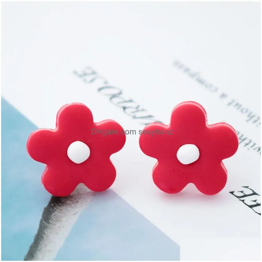 fashion polymer clay flower stud earring for women cute stainless steel needle candy color party ear jewelry