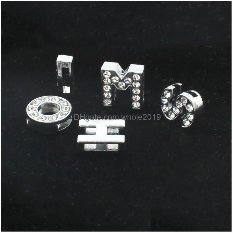 8mm 26 letters az initial charms pendants jewelry making accessrioes diy crystal rhinestone english letter bracelet necklace