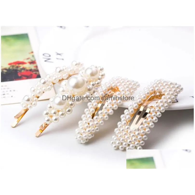 2019 new arrival pearl hair clip ponytail for women fashion barrette beautiful hairpins accessories korean hair clip crystal elegant