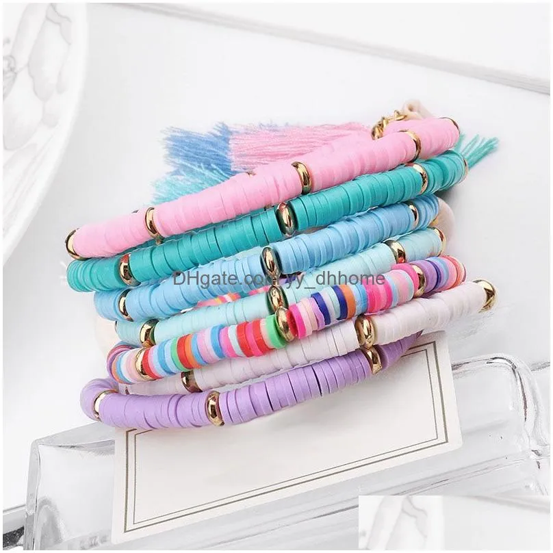  fashion colorful resin bohemia elastic tassel bracelets for women natural shell handmade beads bracelets bangle trendy jewelry
