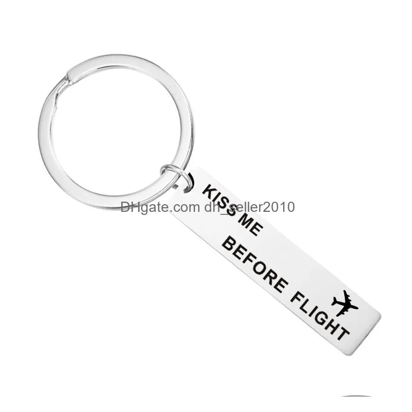 creative remove before flight keychain flight airlines airport kiss me before flight stainless steel keychain couple gift key ring