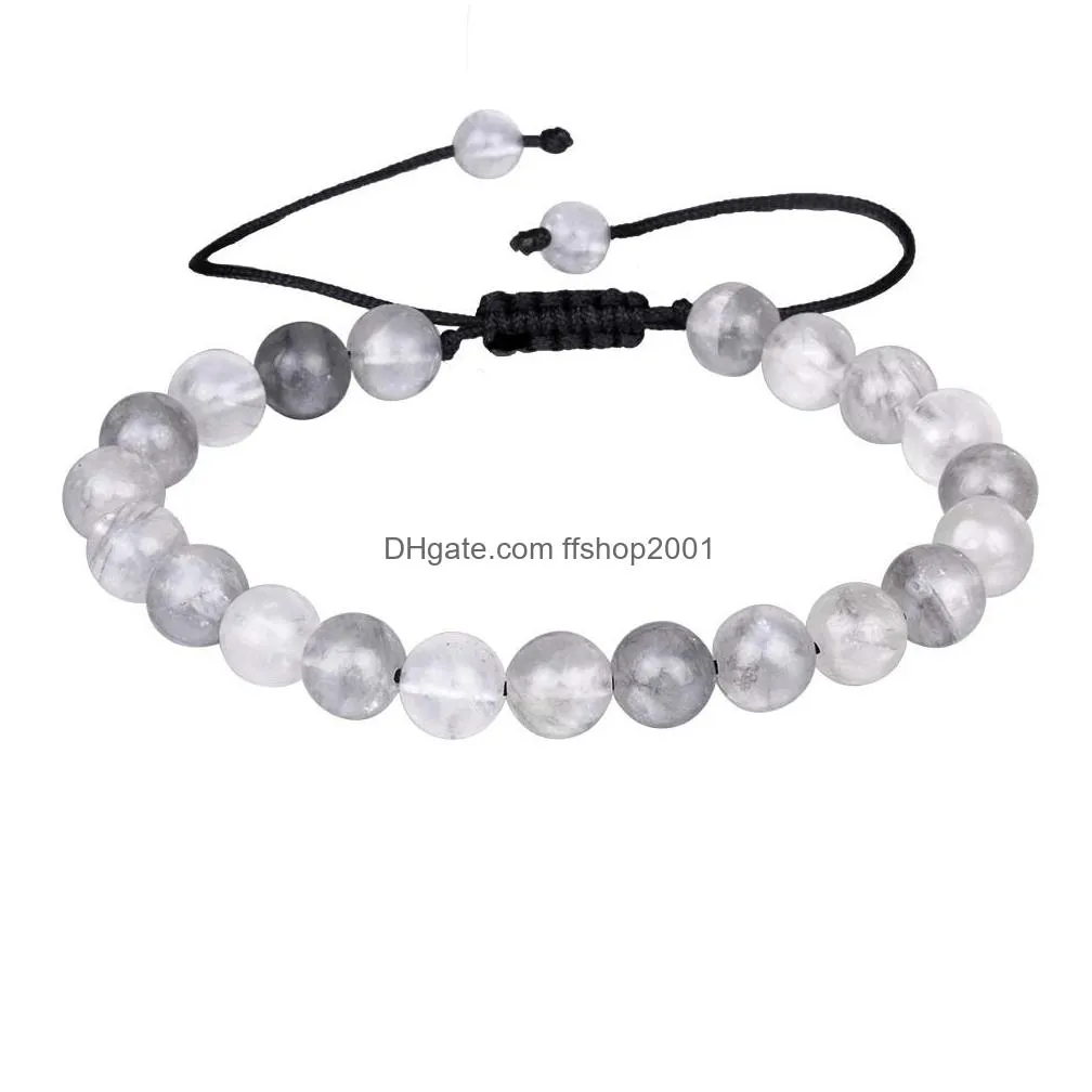 arrival 8mm nature stone beads beads bracelet for women adjustable size crystal agate braided bracelet fashion jewelry gift