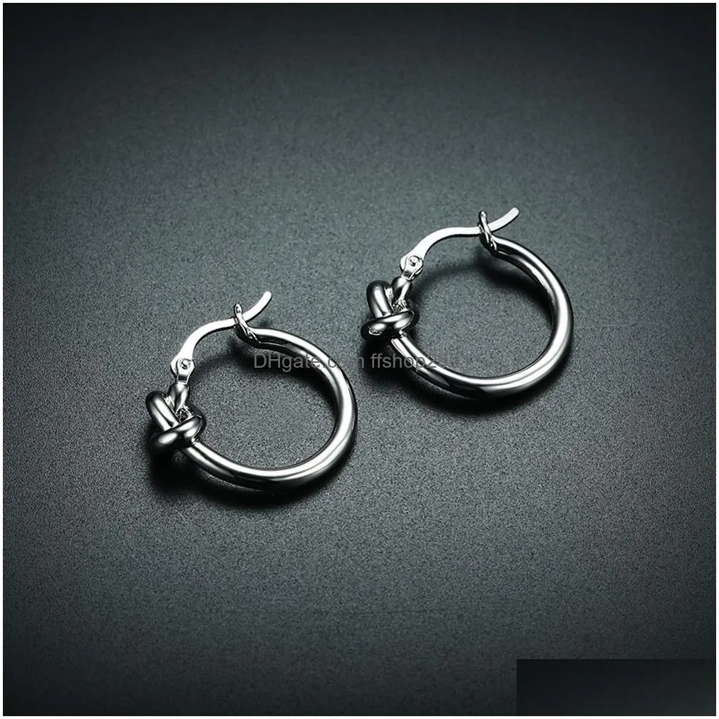 high quality knotted circle hoop earring for women girls stianless steel gold plating round dangle earring fashion jewelry gift