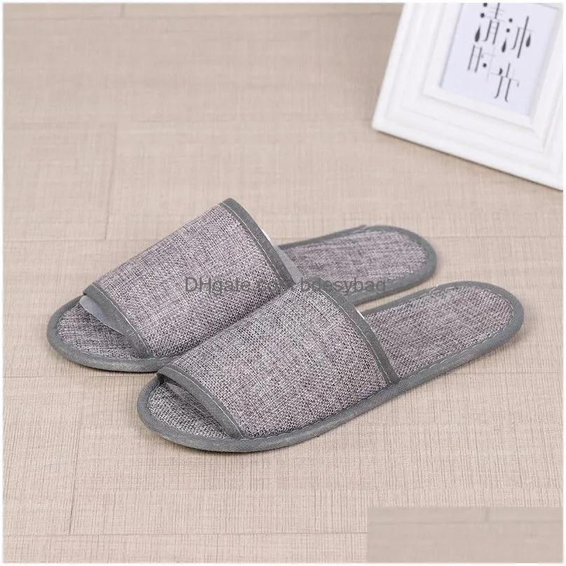 linen cotton slippers hotel spa home antislip guest disposable slippers comfortable breathable men women onetime slipper