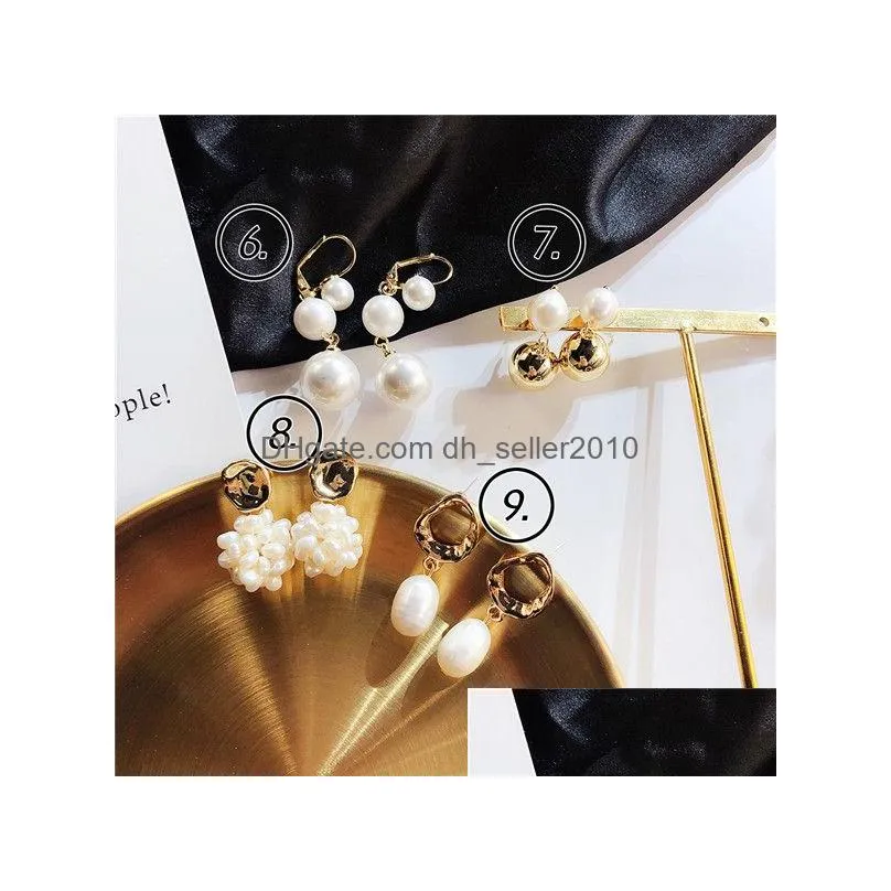 fashion earrings for women handmade metal natural profiled pearl earrings girls temperament party wedding geometric jewelry