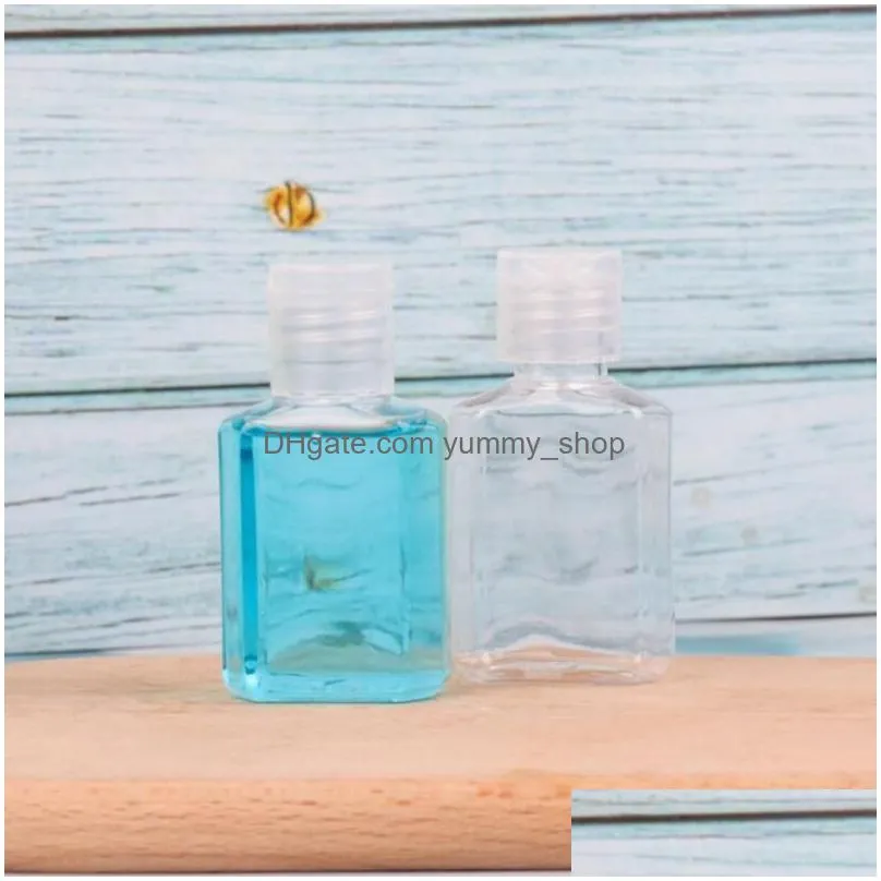 30ml hand sanitizer pet plastic bottle with flip top cap clear square shape bottle for cosmetics disposable hand sanitizer