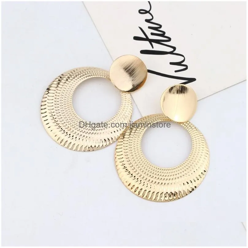 punk gold alloy big circle hoop earrings for women large bohemian hollow round dangle earrings weddings party jewelry gift