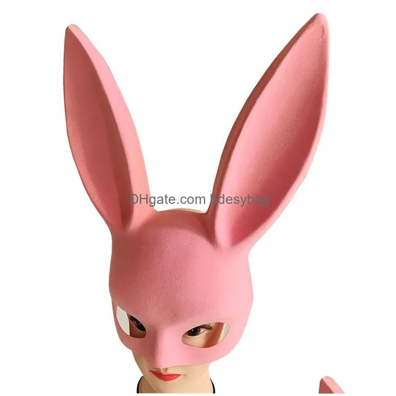 long ears rabbit mask bunny mask party costume cosplay halloween masquerade pink/black halloween masquerade rabbit masks