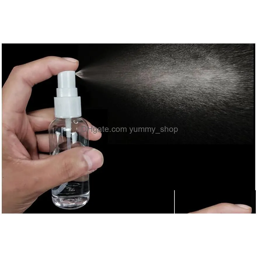 transparent empty spray bottles 60ml plastic mini refillable container empty cosmetic disinfectant alcohol containers 