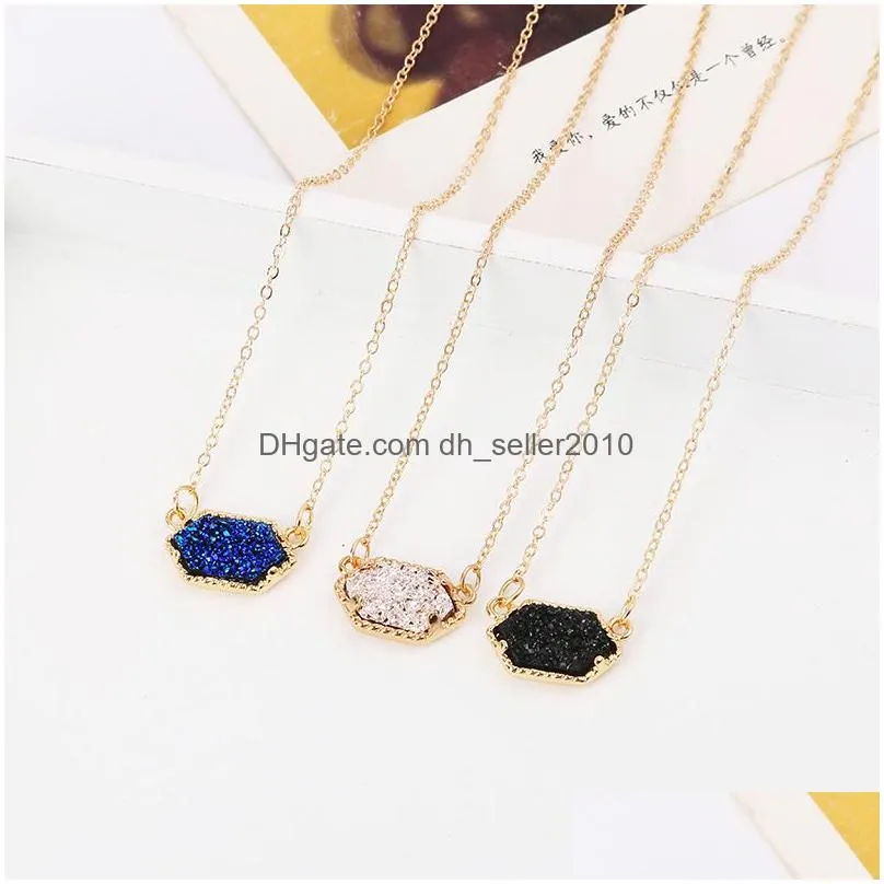 fashion geometric crystal stone pendant necklace for women handmade clavicle chain party wedding jewelry best gift