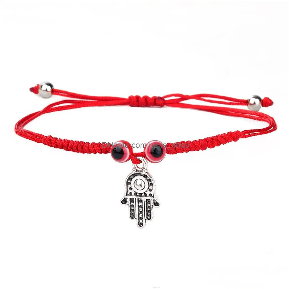 handmade adjustable red rope chain charm bangles lucky eye turkish braided evil blue eyes bracelet for women mens bracelets fashion jewelry valentines day